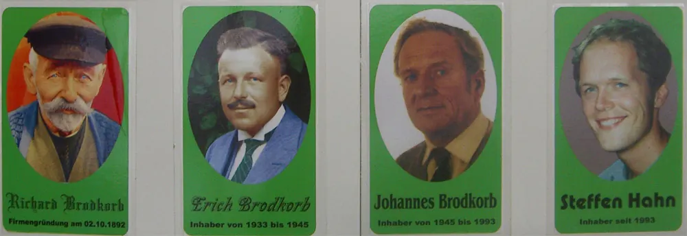 Die Generationen von Gartenbau Brodkorb: Richard Brodkorb, Erich Brodkorb, Johannes Brodkorb und Steffen Hahn